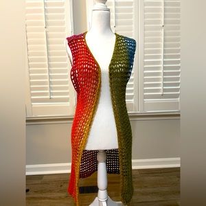 Handmade rainbow knitted vintage vest
